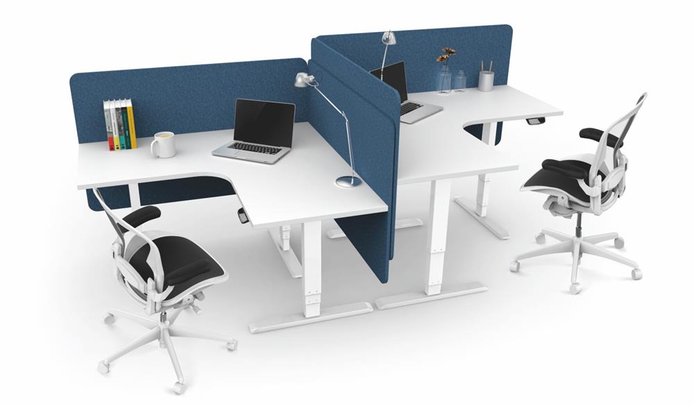 Brateck L Shape Electric Sit Stand Desk Frame With 3 Stage Reverse
