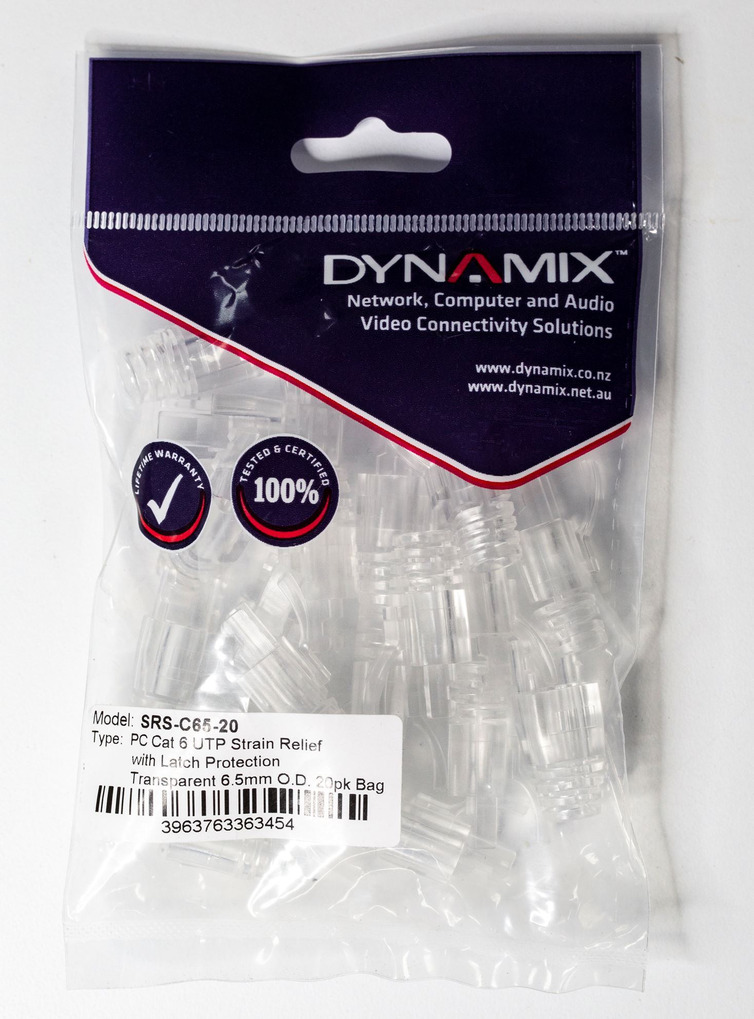 . DYNAMIX Cat6 UTP Strain Relief Boot with Latch Protection.