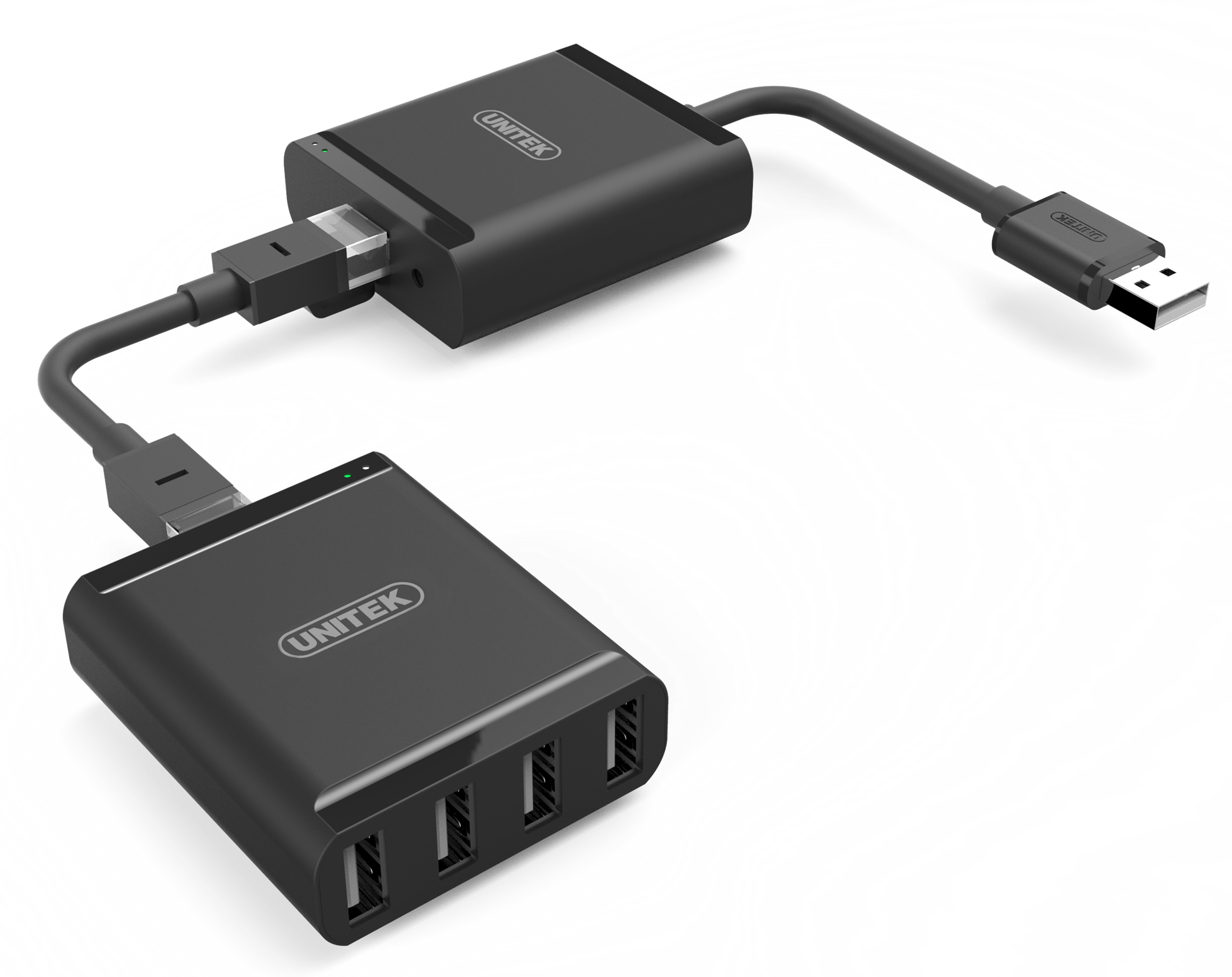 . UNITEK USB 2.0 Extender over RJ45 + 4Port USBA Hub. Extender for USB