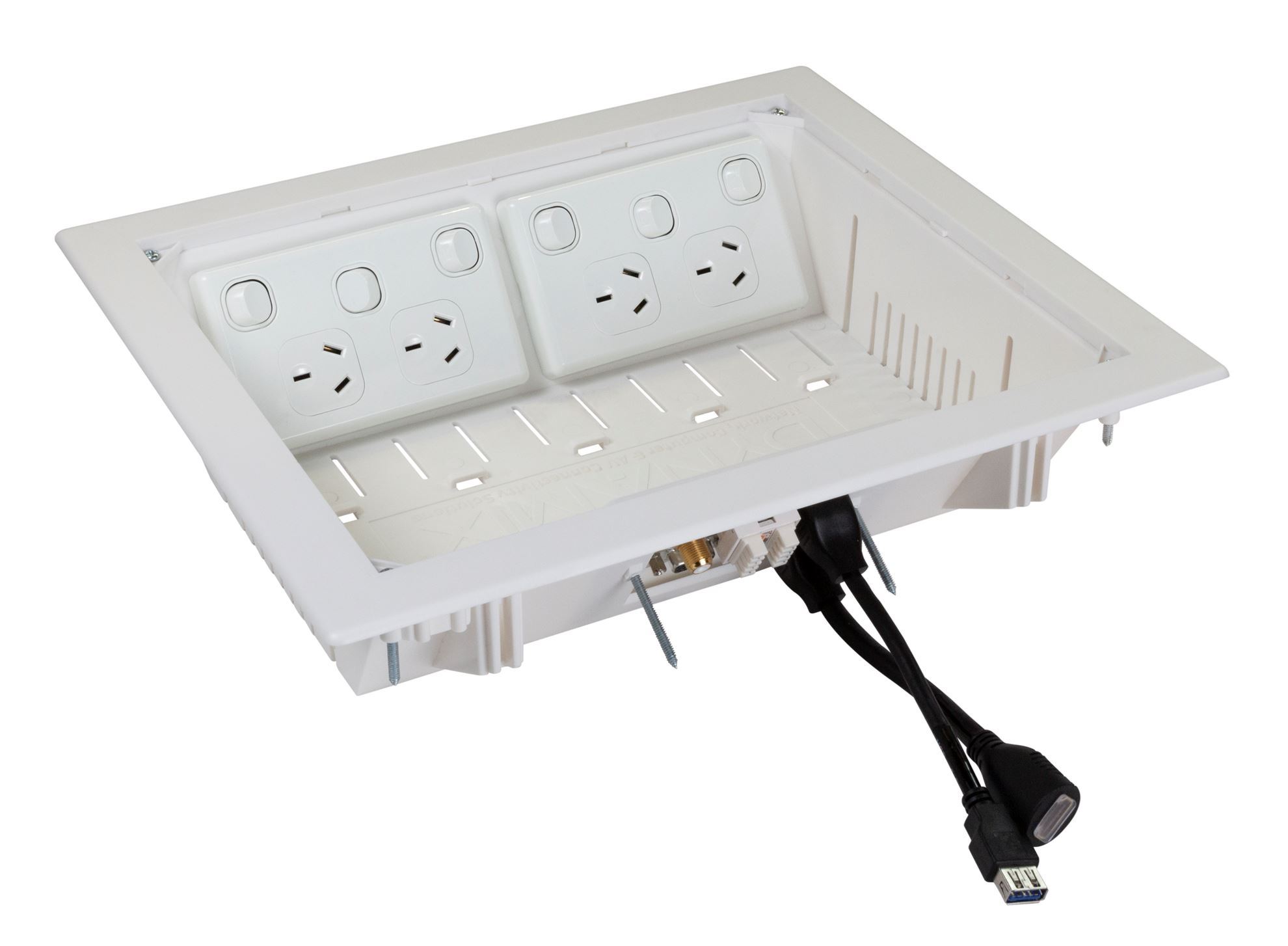 . DYNAMIX Recessed Entertainment Box Delivering AV, Data & Power in Wall