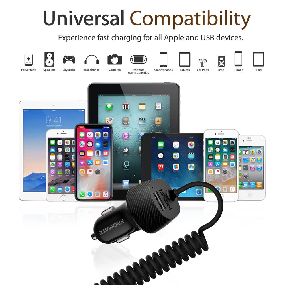 PROMATE Voltrip-i, Car USB & Lighting Charger